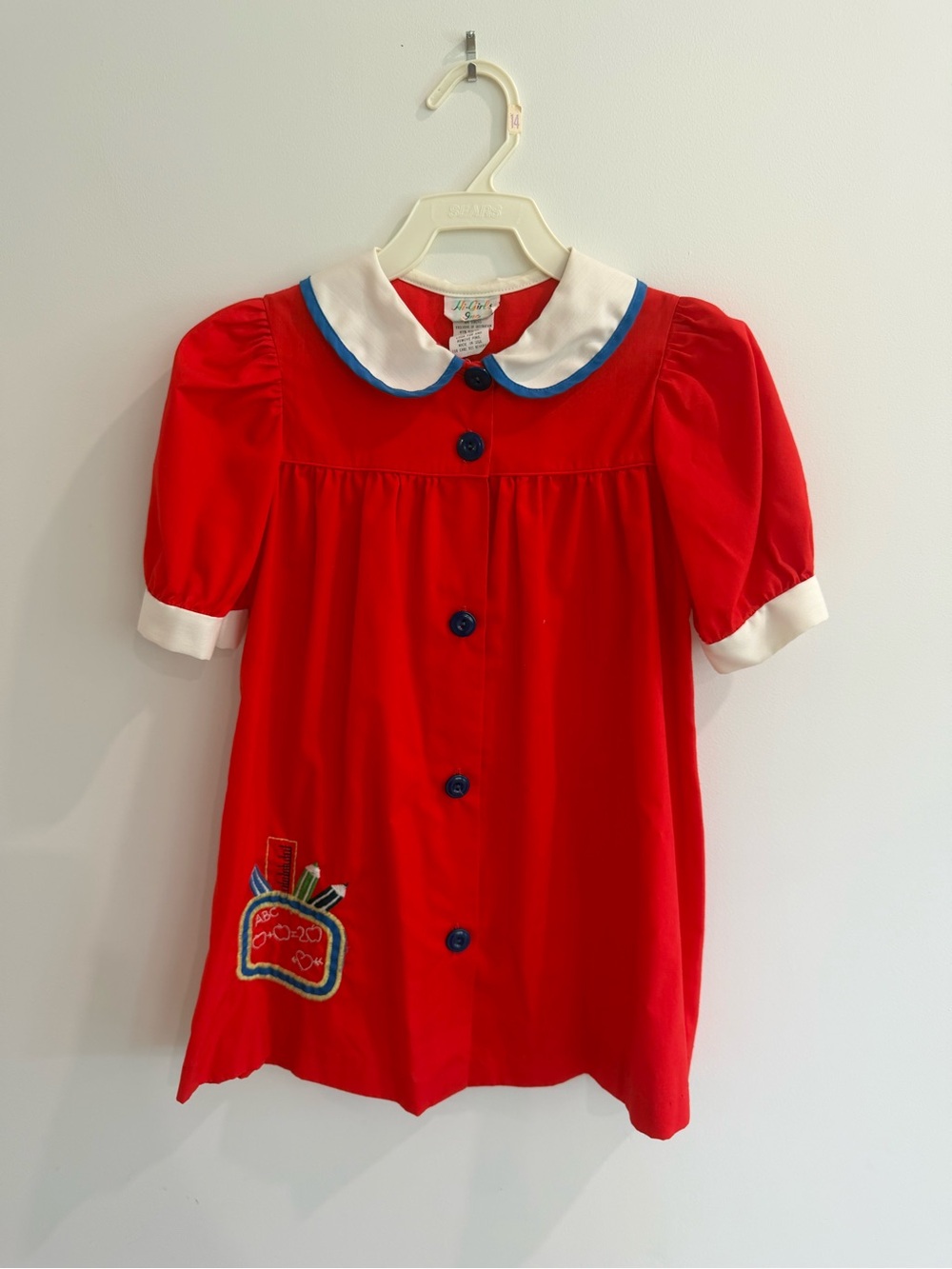 Girls' Red Peter Pan Collar School-Style Blouse